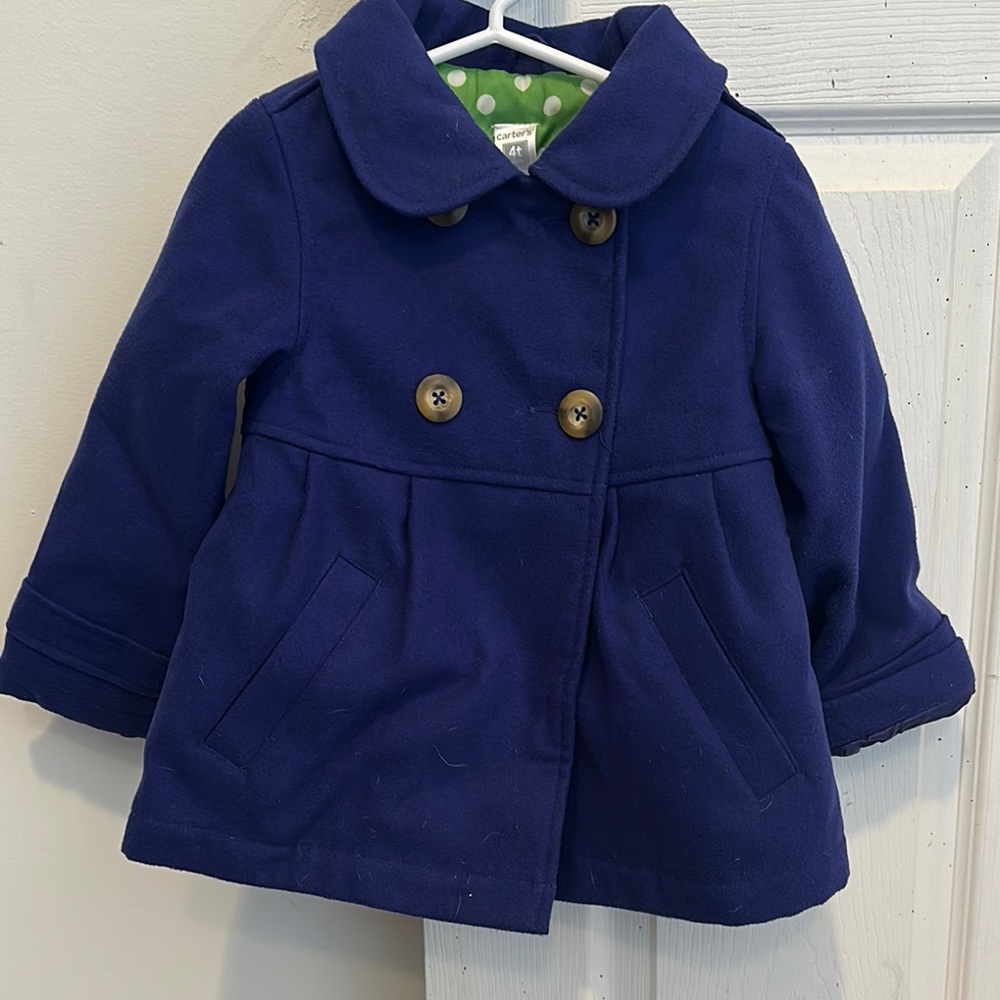 Kids Navy Blue Double-Breasted Coat